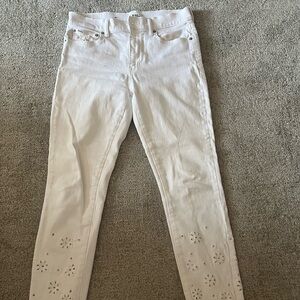 Polo by Ralph Lauren White Ankle Cropped Jeans with Eyelet Detailing